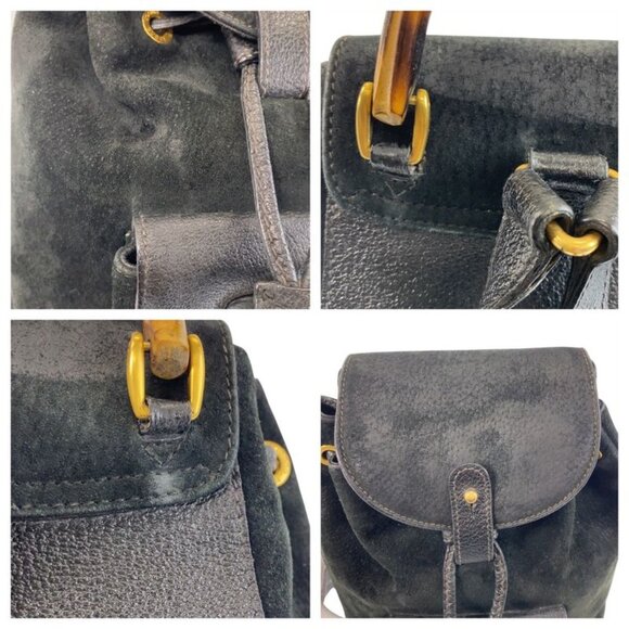 Gucci Bamboo Black Gold Hardware Suede 003 1705 0030 Backpack main image 6